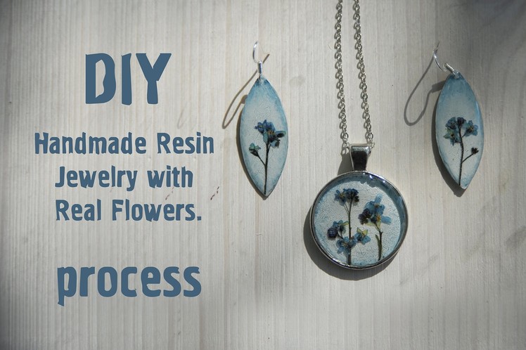 Resine tutorial: earrings and necklace  with  real flowers