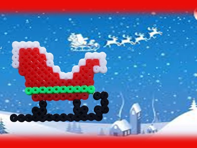 TUTORIAL Hama Beads Pyssla Perler Beads How to make Santa's sleigh