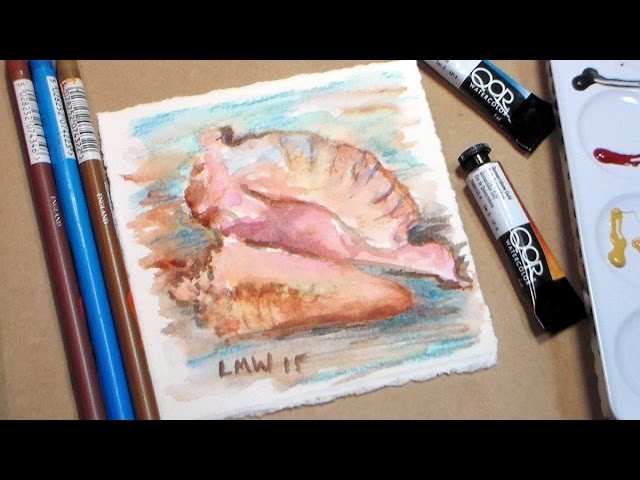 Watercolor Seashell {conch shell} Painting Tutorial-Easy!