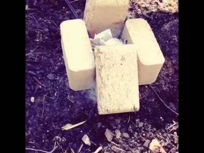 Wood Bricks in a Fire Pit Burning Tutorial