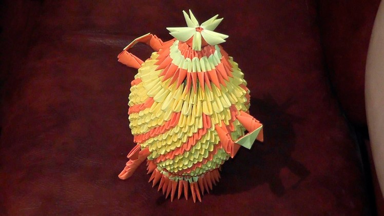 3D origami kettle (samovar, teapot, kirigami) tutorial