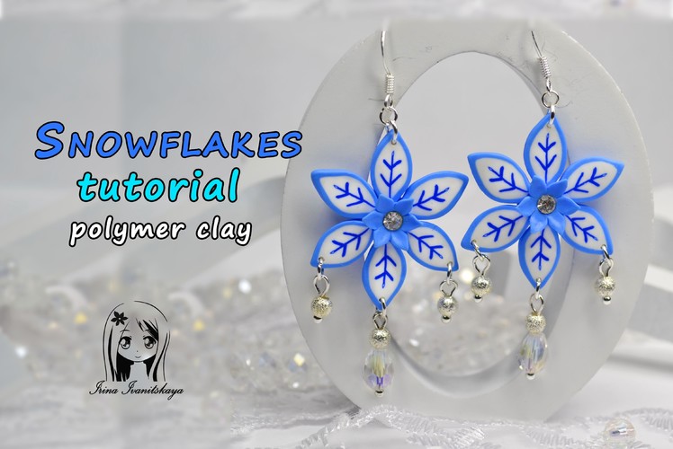 Earrings Snowflakes (millefiori cane) Polymer Clay Tutorial