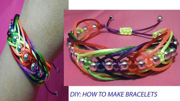 How to make a bracelet knots macrame Square knot weave adjustable tutorial diy