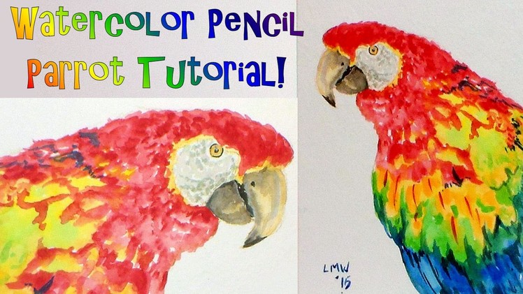 Parrot (or Macaw?) REAL TIME How to Paint and Draw Tutorial with Watercolor Pencils