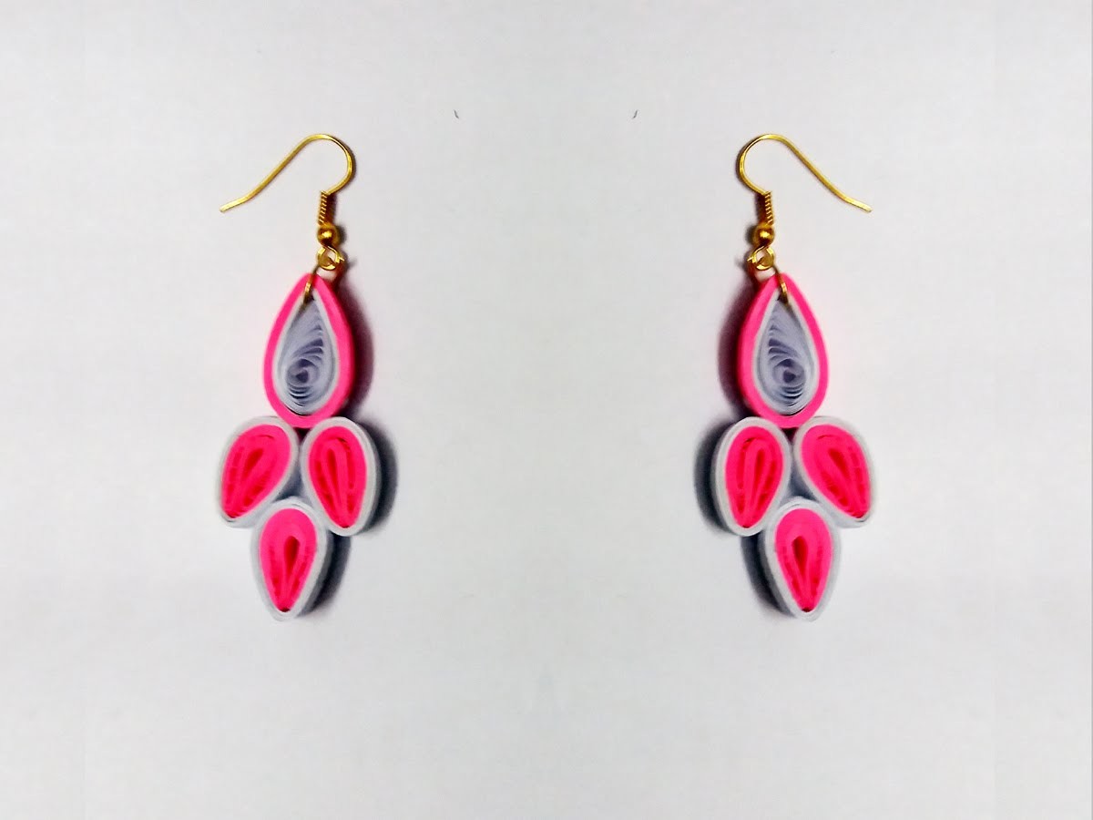 Quilling paper earrings new designs Latest Model earrings making tutorial