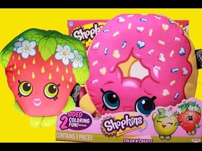 NEW Toys DIY Color Makers Shopkins Pillows Coloring Strawberry Kiss & D'lish Doughnut Toy Video