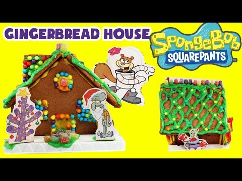 ★SpongeBob Squarepants GINGERBREAD HOUSE Kit★ DIY Spongebob Cookies United Candy House Kit Videos
