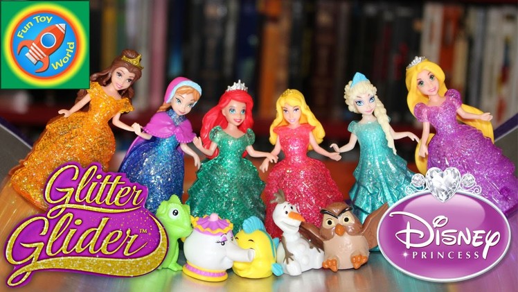 Glitter Gliders on DIY Skating Ramp Disney Princess Frozen Ariel Rapunzel