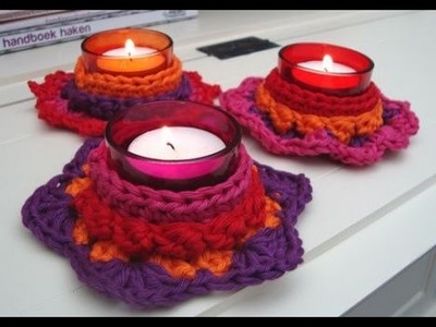 Bright Looking Crochet CANDLE HOLDER for Diwali Occasion