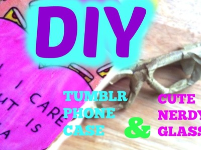 DIY tumblr phone case and nerdy glasses