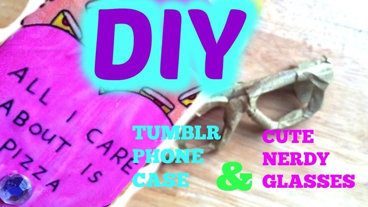 DIY tumblr phone case and nerdy glasses