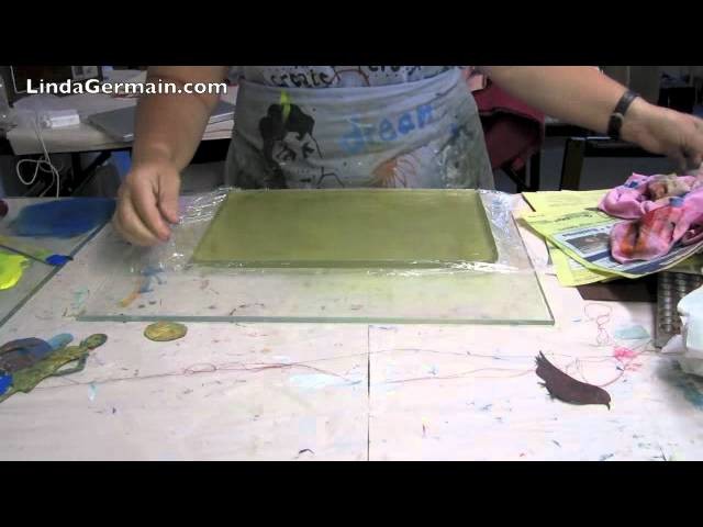 Gelatin plate for printmaking w.plastic wrap liner