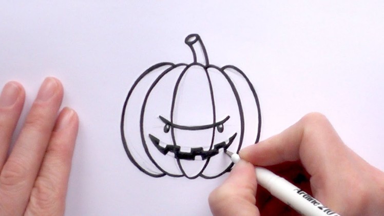 How to Draw a Cartoon Scary Pumpkin For Halloween