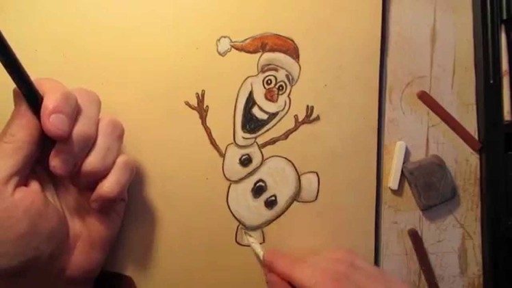 How to Draw Olaf from Frozen in a Christmas Santa Hat - Draw It Today #2 - Speed Drawing