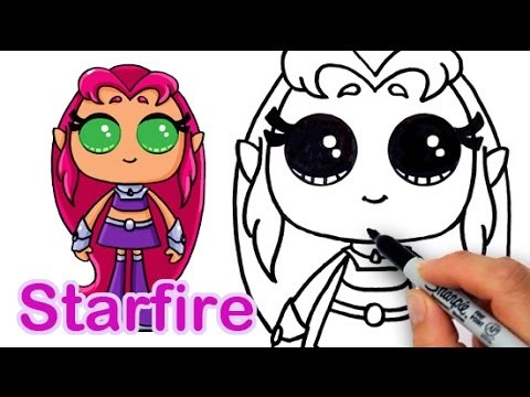 How to Draw Starfire from Teen Titans Go Cute Step by step