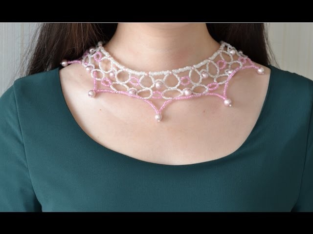 How to Make a Pink Flower Choker Necklace with Pearl Beads and Seed Beads