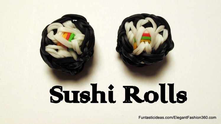 Rainbow Loom 3D Sushi Rolls Charm - How to - Food Series