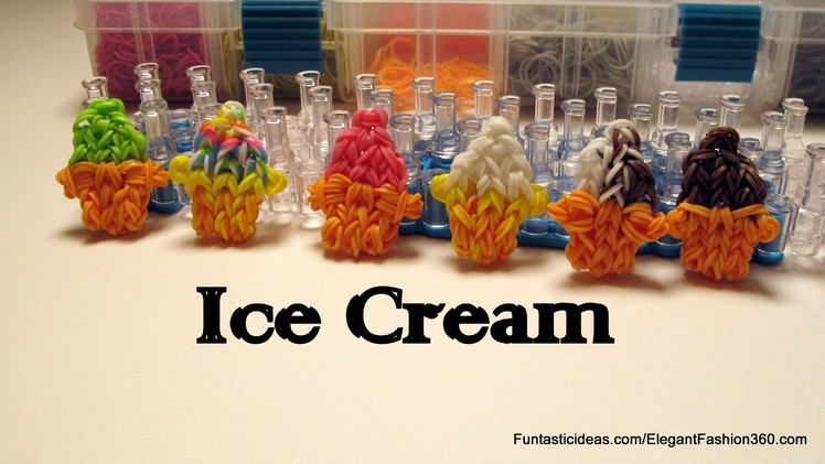 Rainbow Loom Ice Cream cone Charm - How to - Food Series