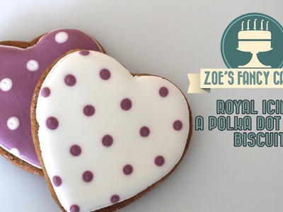 Royal icing a polka dot heart biscuit How To Tutorial Zoes Fancy Cakes