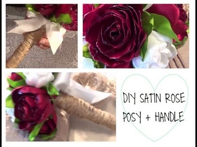 DIY Satin Rose Posy with Burlap String Handle