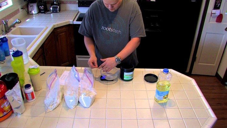Mixing up three days worth of DIY "soylent" People Chow 3.0.1