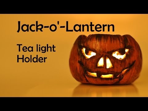 Halloween: Jack-o'Lantern. Pumpkin Tea Light Candle Holder - polymer clay TUTORIAL