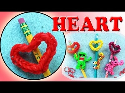 Rainbow Loom Band Heart Pencil Topper Charm | DIY Valentine's Gifts