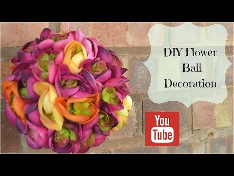 DIY hanging flower ball decoration tutorial using silk  flowers