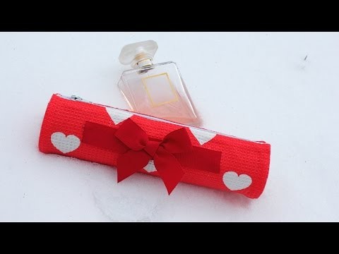 DIY Valentines Day Gift. Pencil Case recycling cardboard tube NO SEW