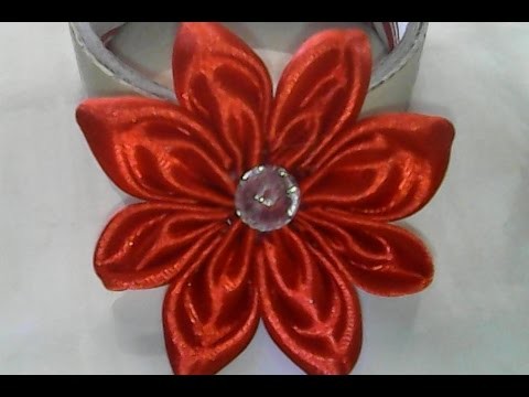 DIY-cara membuat bunga sederhana dari pita satin-how to make a simple flower of satin ribbon