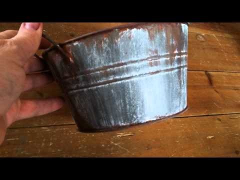 ? DIY ? | DOLLAR TREE Bucket with Faux Rusty Galvanized Finish