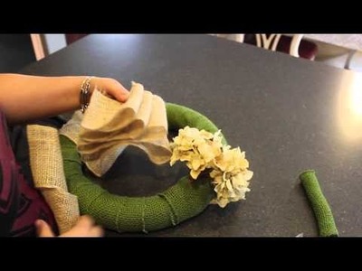 DIY Burlap Ribbon Wrapped Wreath