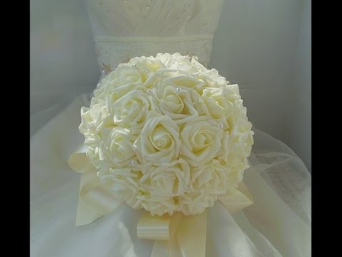 #1 DIY How to Make Your Cheap Wedding Brooch Bouquet Real Touch Roses Part 1