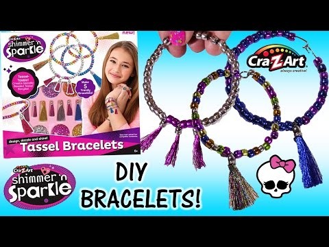 Cra-Z-Art Shimmer n' Sparkle Tassel Bracelets! DIY Bracelets! Metallic Beads! Monster High Makeup!