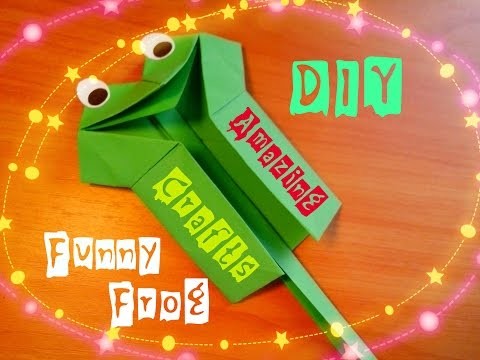 DIY Amazing Paper Toy For Children. Funny Origami Frog. Cool Handmade Craft For Beginners