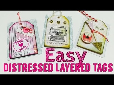 EASY Distressed Layered Tag (For Valentines Pocket Letter) ♥DIY embellishment  | I'm A Cool Mom