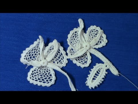 Irish Croche Lace,Wild rose motif, half open rose