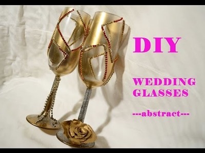 Tutorial DIY wedding glasses --abstract design--
