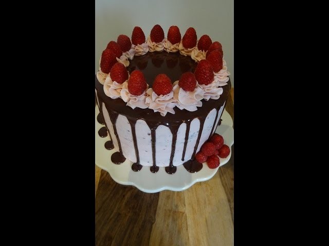 Chocolate and Raspberry Drip Cake . . How to