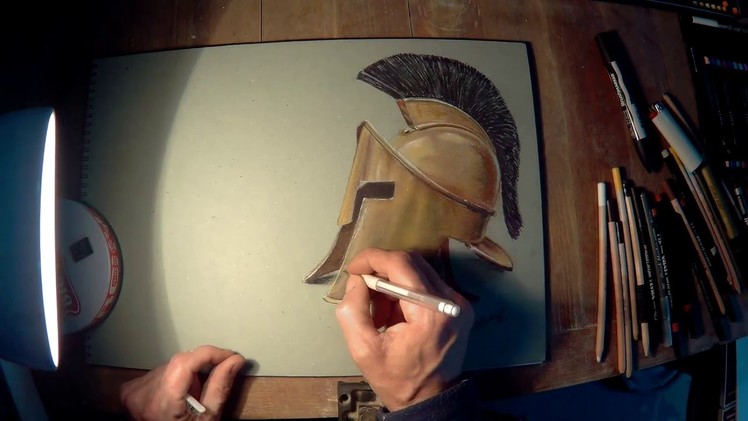 How to draw a Spartan helmet