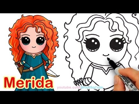 How to Draw Disney Princess Merida from Brave step by step Cute