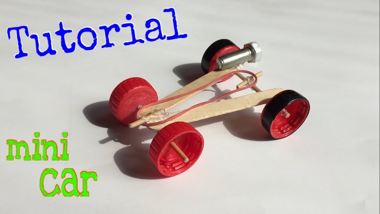 How to Make a mini Rubber band Car - (Homemade Toy) - Tutorial