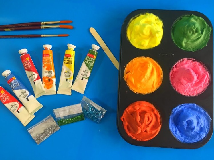 How to make Frozen Paint for kids, glitter frozen paint for toddlers, preschool children learning