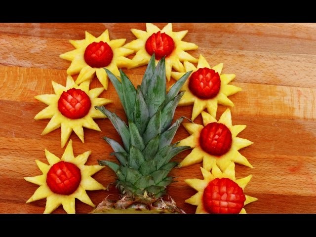 How To Make Yellow Sunflower Garnish |  Fruit Carving | Party Food Decoration