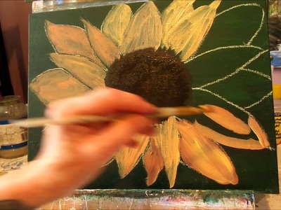 How to paint a Sunflower with Acrylic Paint Lesson 1, step by step