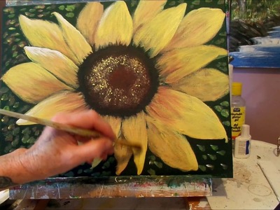 How to paint a Sunflower with Acrylic Paint Lesson 4, finished