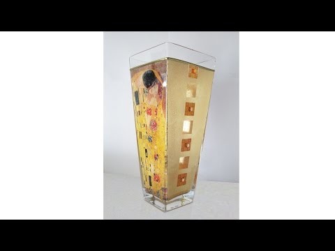 Decoupage on glass tutorial  - DIY. Decoupage and Gilding. How to make gold things.