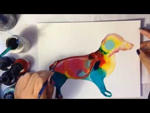 DIY paint a colorful silhouette of a dachshund.dog