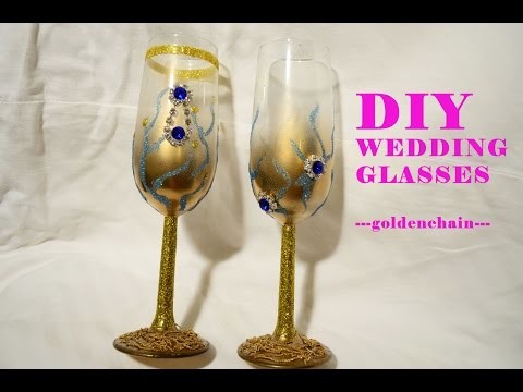DIY Tutorial glitter wedding glass ---prettyjeweldesign---