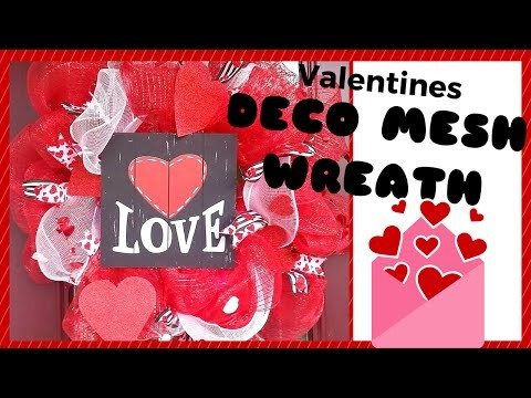 DIY Valentines Deco Mesh Wreath Tutorial~Puffy Method~Requested